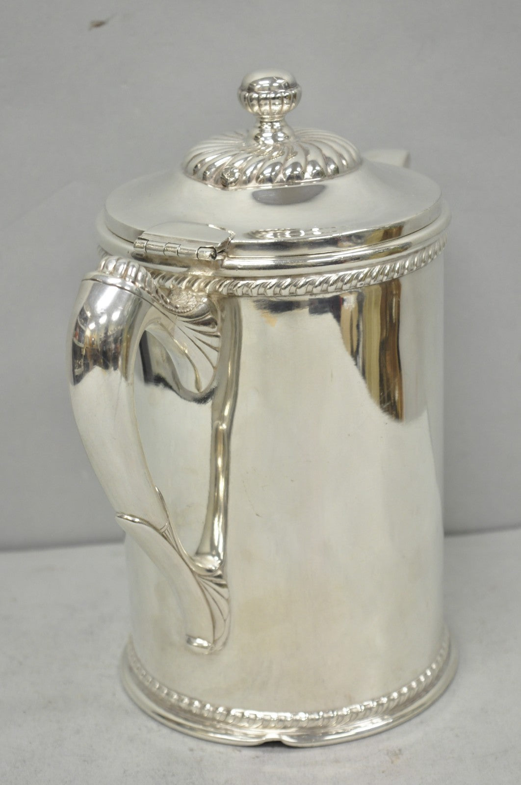 Antique English Victorian Silver Plated Enamel Line Large Beverage Water Pitcher