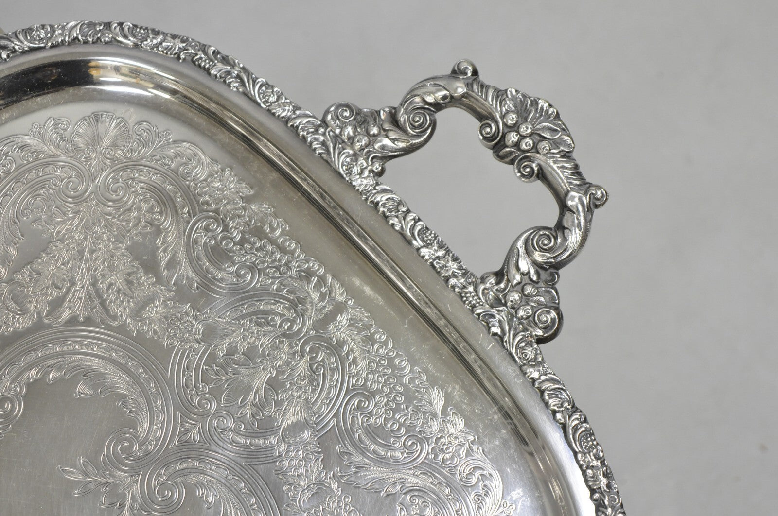 Vintage Victorian International Silver Co Silver Plated Bar Serving Platter Tray