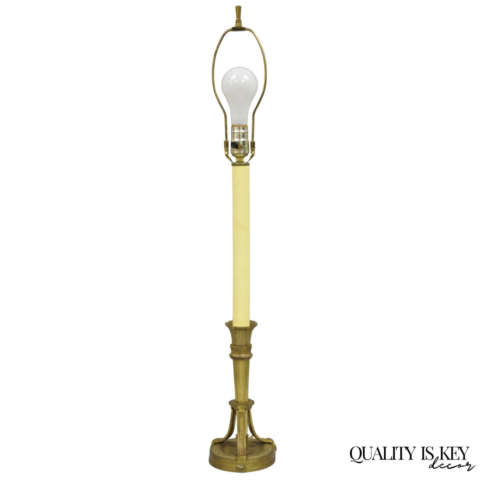 Antique French Empire Neoclassical Bronze "Torch & Arrow" Candlestick Table Lamp