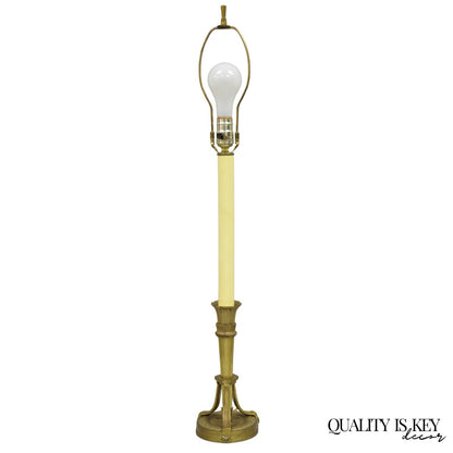 Antique French Empire Neoclassical Bronze "Torch & Arrow" Candlestick Table Lamp