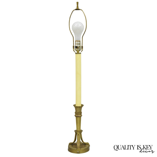 Antique French Empire Neoclassical Bronze "Torch & Arrow" Candlestick Table Lamp