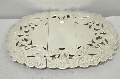 Vintage LBS Co Victorian Silver Plated Expanding 3 Section Pot Trivet
