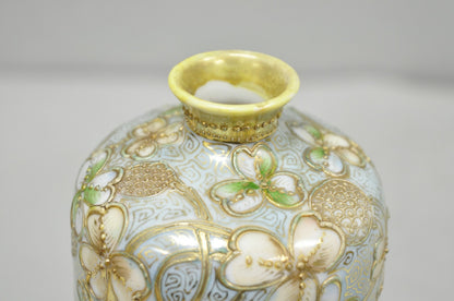 Antique Nippon Art Nouveau Hand Painted Gold Gilt Porcelain Small Cylinder Vase