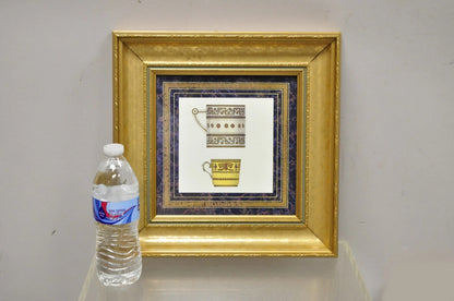 Vintage Artistic Innovations Gold Framed Wall Art Print Plate and Cups, 3 Pc Set