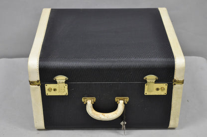 Vintage Art Deco Black & White Hard Case Travel Luggage Suitcase - 2 Pc Set