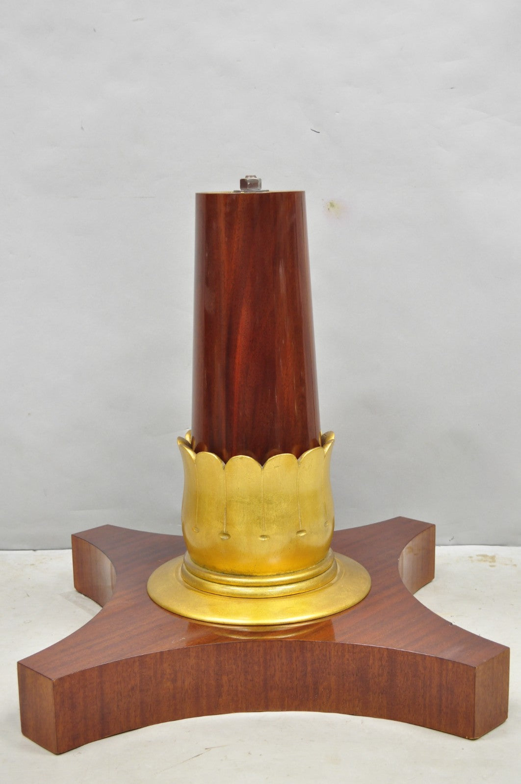 Vintage French Regency Style Mahogany & Gold Gilt Plume Table Pedestal Base (B)