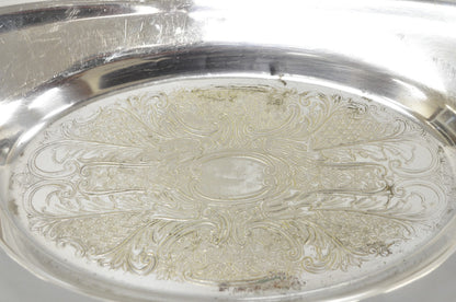 Vintage Victorian Style Silver Plated Oval 13.5" Trinket Serving Dish (D)