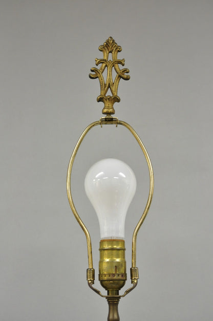 Antique 59" Tall French Empire Renaissance Bronze Column Candlestick Table Lamp