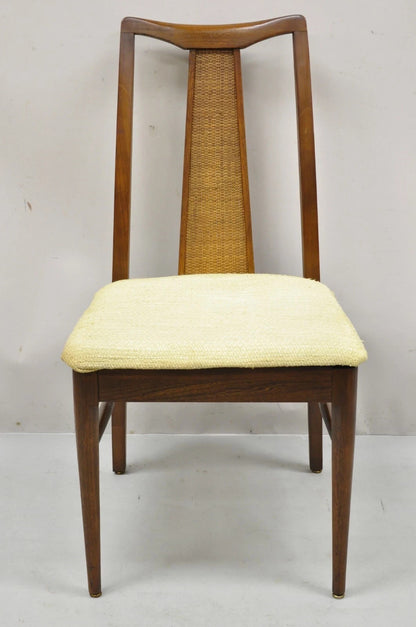 Vintage Mid Century Modern Walnut Cane Back Dining Room Side Chairs - Set of 4