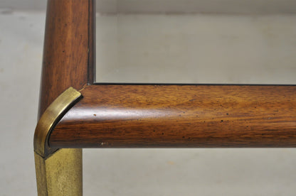 Vintage Lane Mid Century Modern Sculpted Brass Metal Wood Glass Top Coffee Table