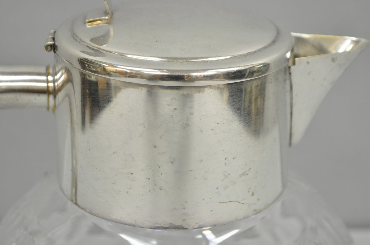 Victorian German Silver Plated Bulbous Cut Crystal Glass Lemonade Water Pitcher