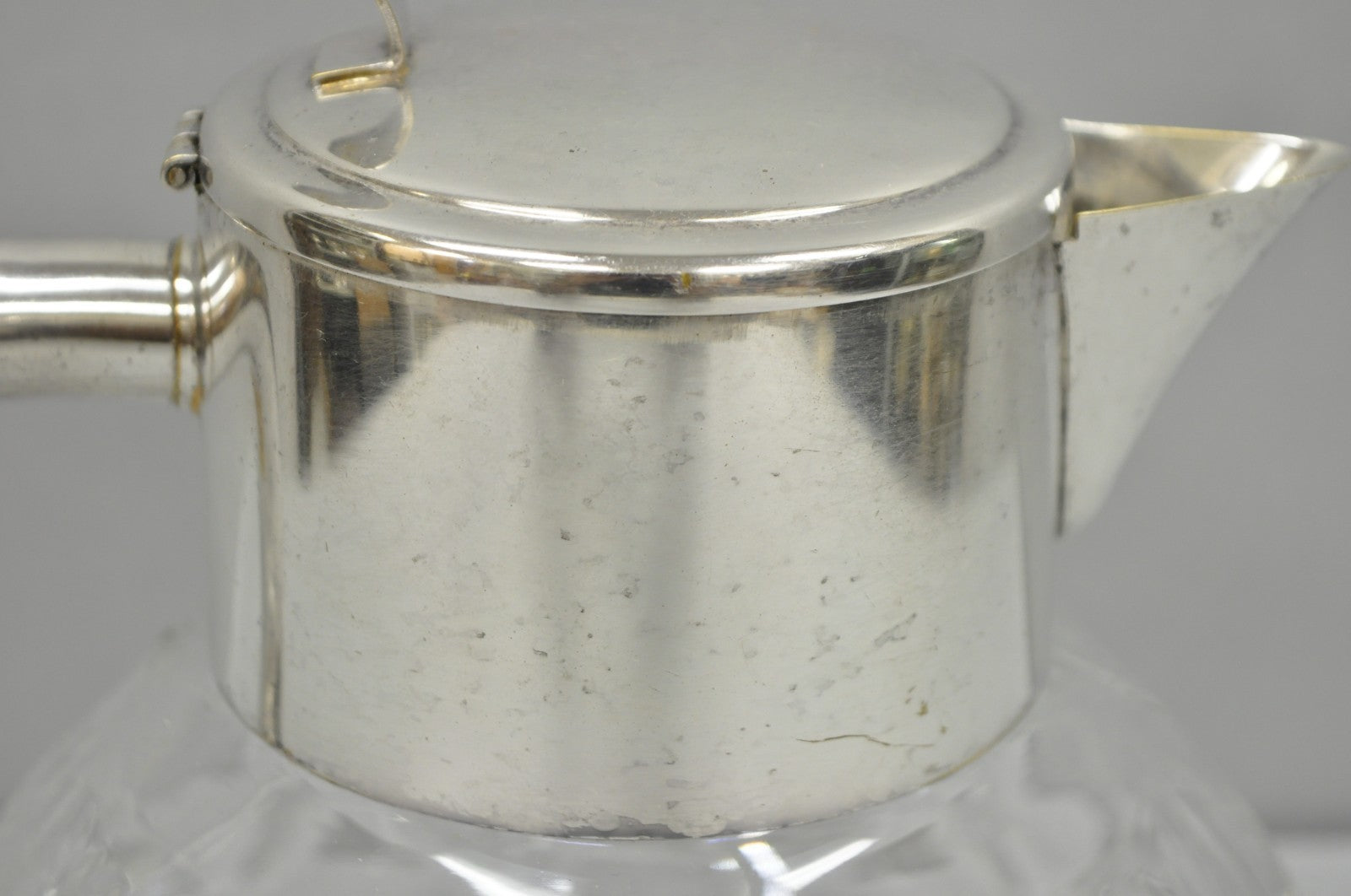 Victorian German Silver Plated Bulbous Cut Crystal Glass Lemonade Water Pitcher