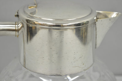 Victorian German Silver Plated Bulbous Cut Crystal Glass Lemonade Water Pitcher