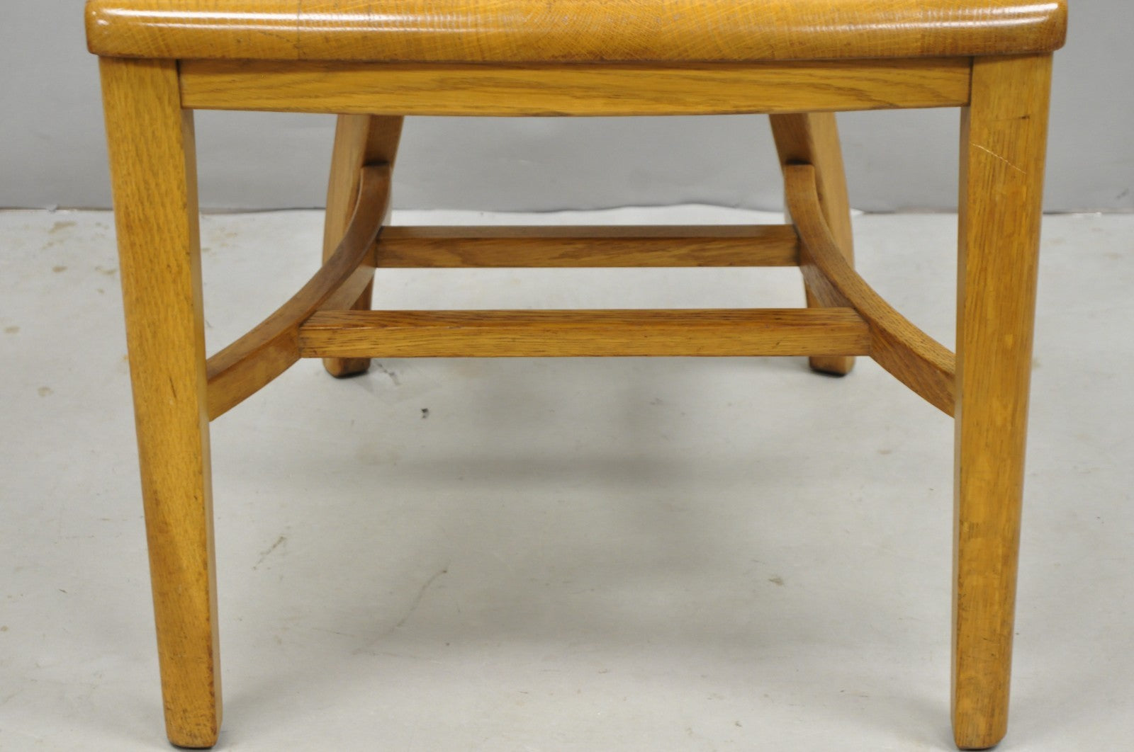 Traditional Antique Solid Golden Oak Wood Office Library Bankers Arm Chair