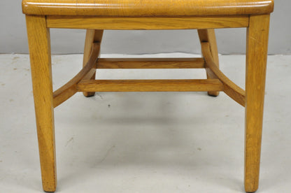 Traditional Antique Solid Golden Oak Wood Office Library Bankers Arm Chair