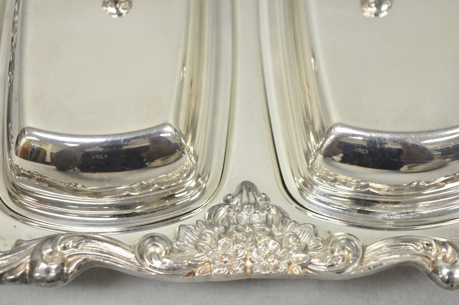 Vintage Poole Lancaster Rose Victorian Silver Plated Twin Double Butter Dish