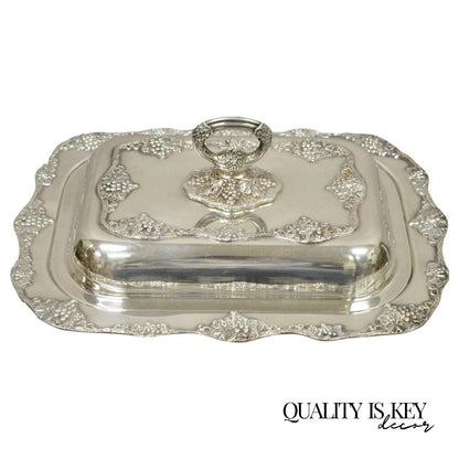Vintage Oneida Victorian Silver Plated Grapevine Covered Vegetable Serving Dish