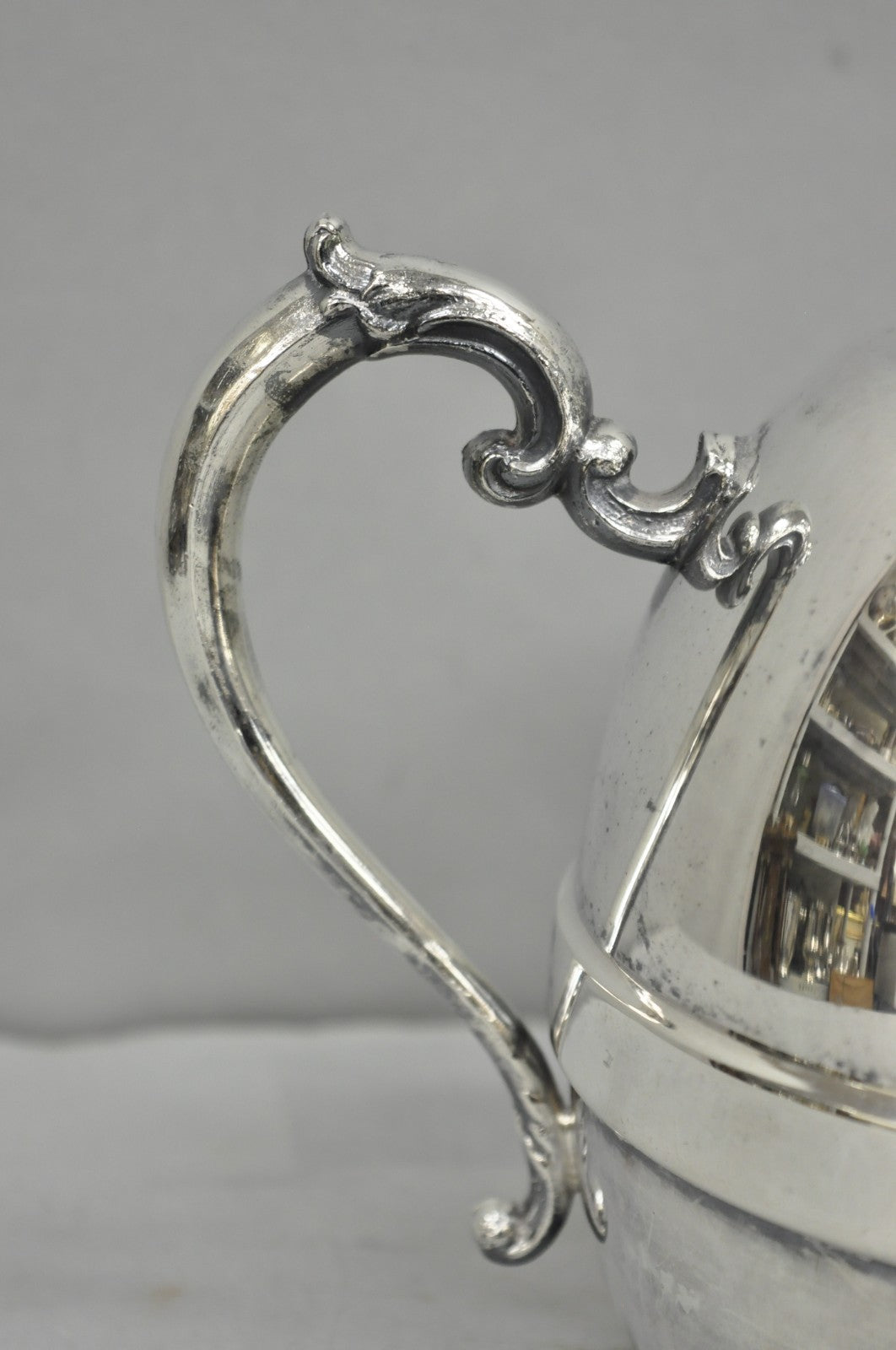 Vintage Art Deco E.P. Copper Silver Plated Bulbous Water Pitcher Jug w/ Handle