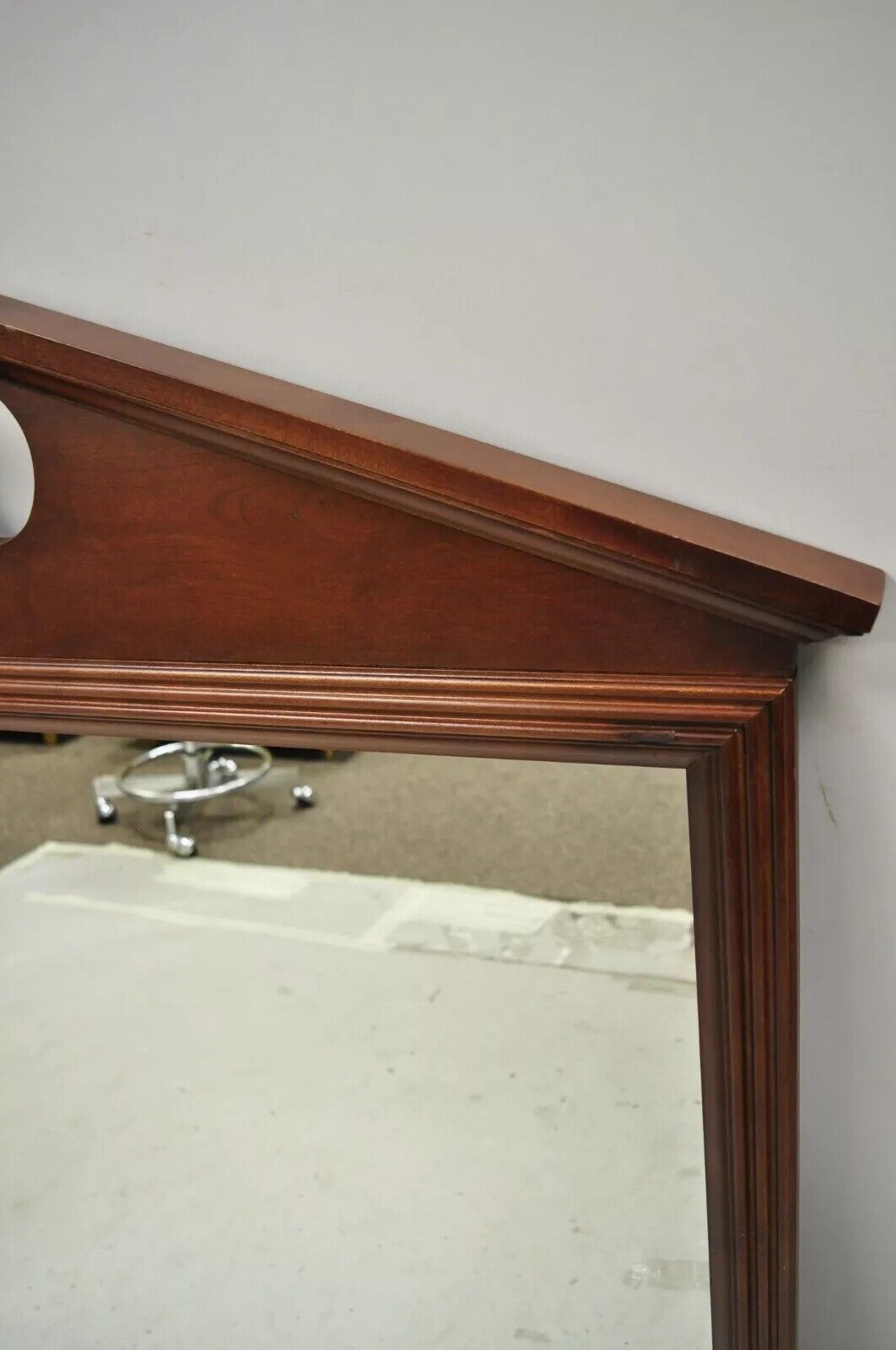 Broyhill USA Federal Style Broken Arch & Finial Cherry Wood Wall Dresser Mirror