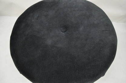 Modern Black Button Tufted 38" Round Ottoman w/ Silver Bun Feet by Carter