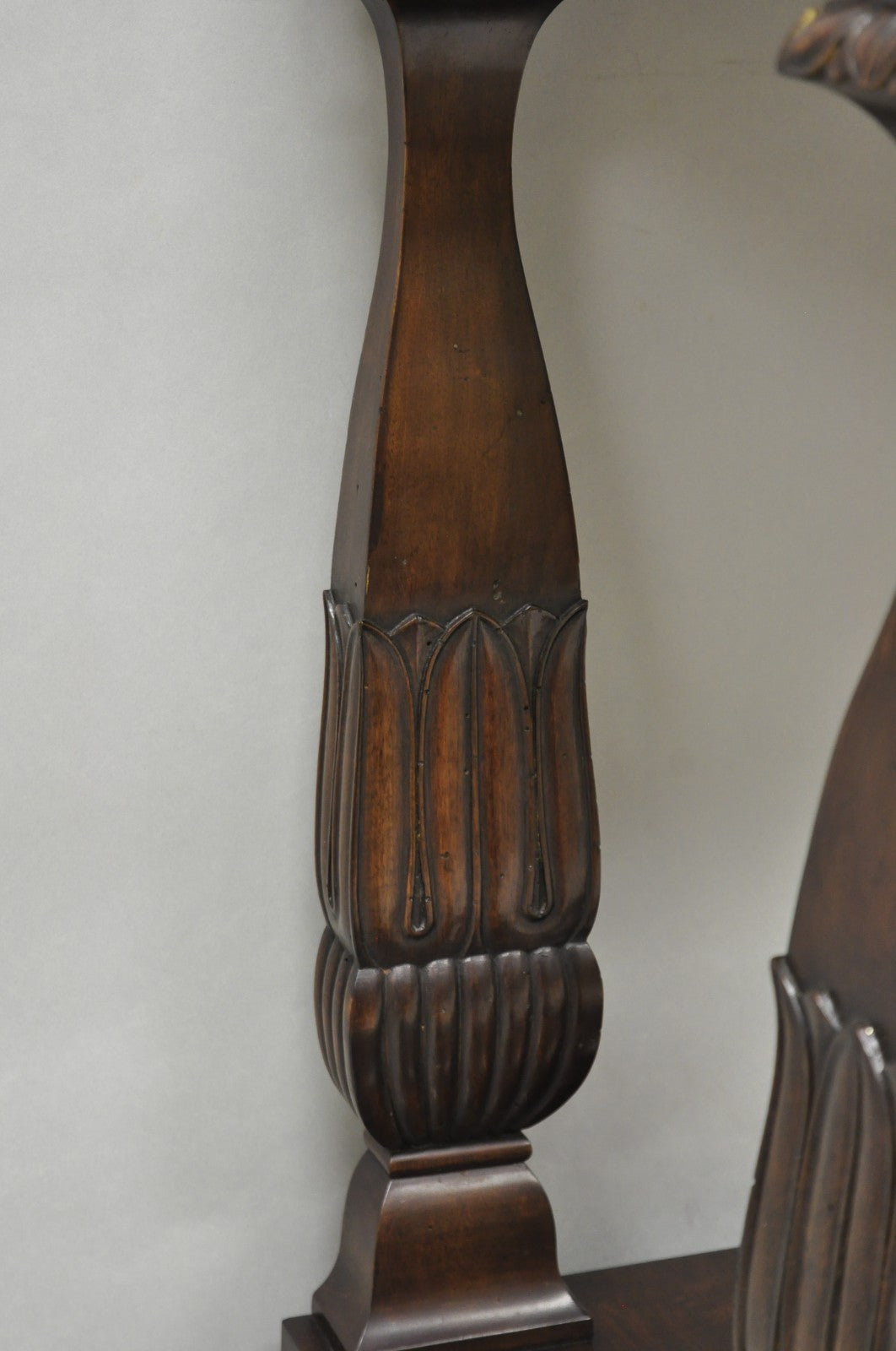 Antique French Empire Mahogany White Marble Top Console Hall Table w/ Drawer