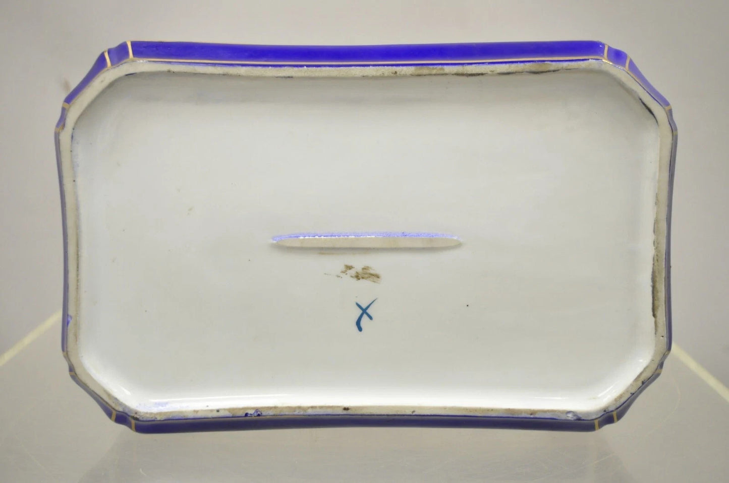 Antique French Victorian Porcelain Hand Painted Hinged Jewelry Trinket Box