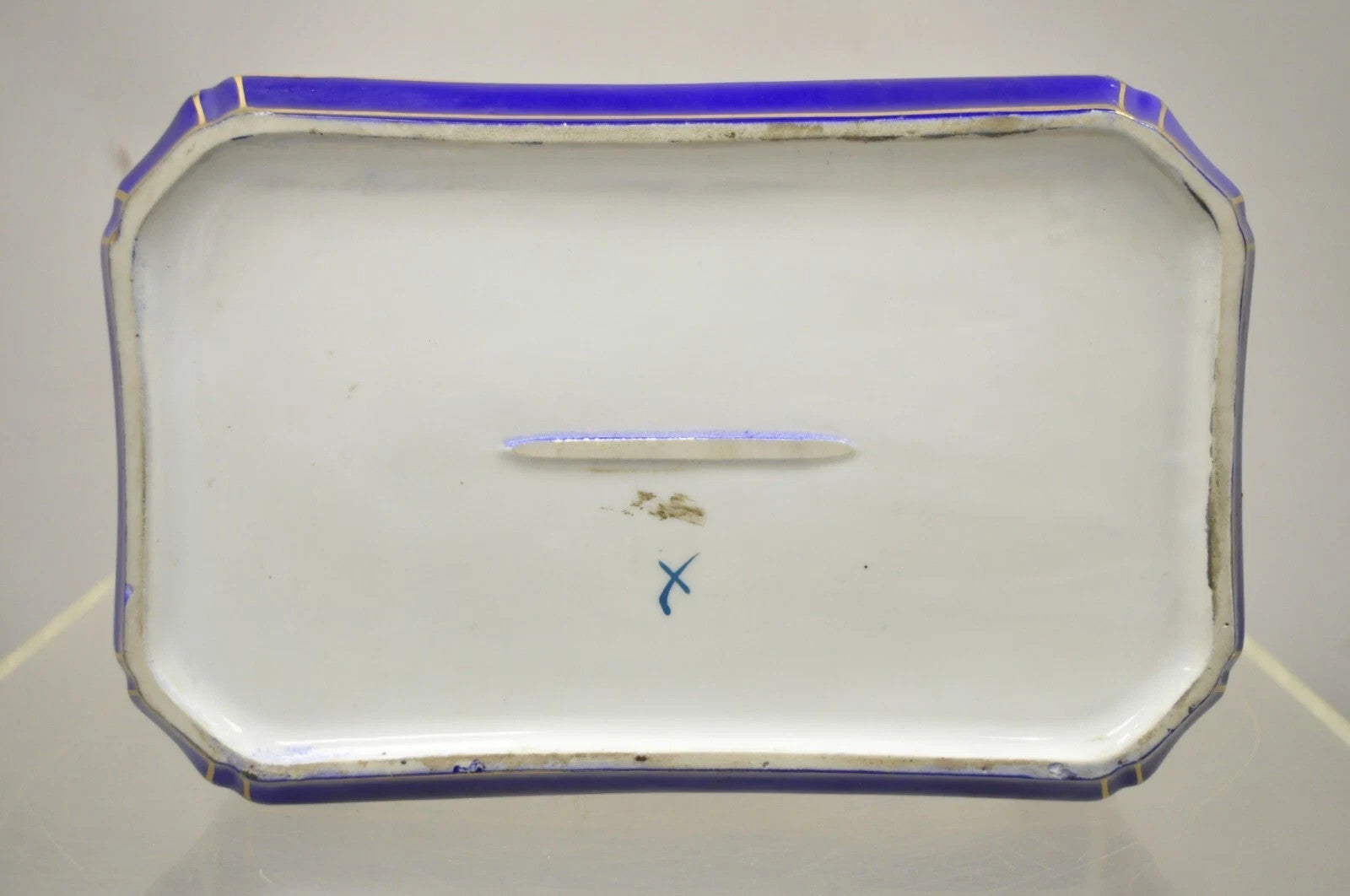 Antique French Victorian Porcelain Hand Painted Hinged Jewelry Trinket Box