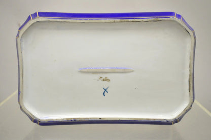 Antique French Victorian Porcelain Hand Painted Hinged Jewelry Trinket Box