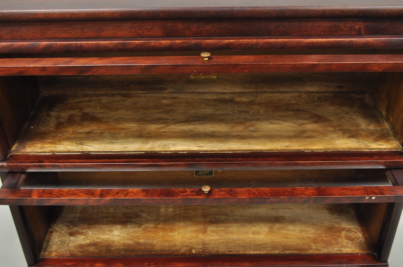 Antique Hale Mahogany 3 Section Stacking Barrister Glass Door Lawyers Bookcase