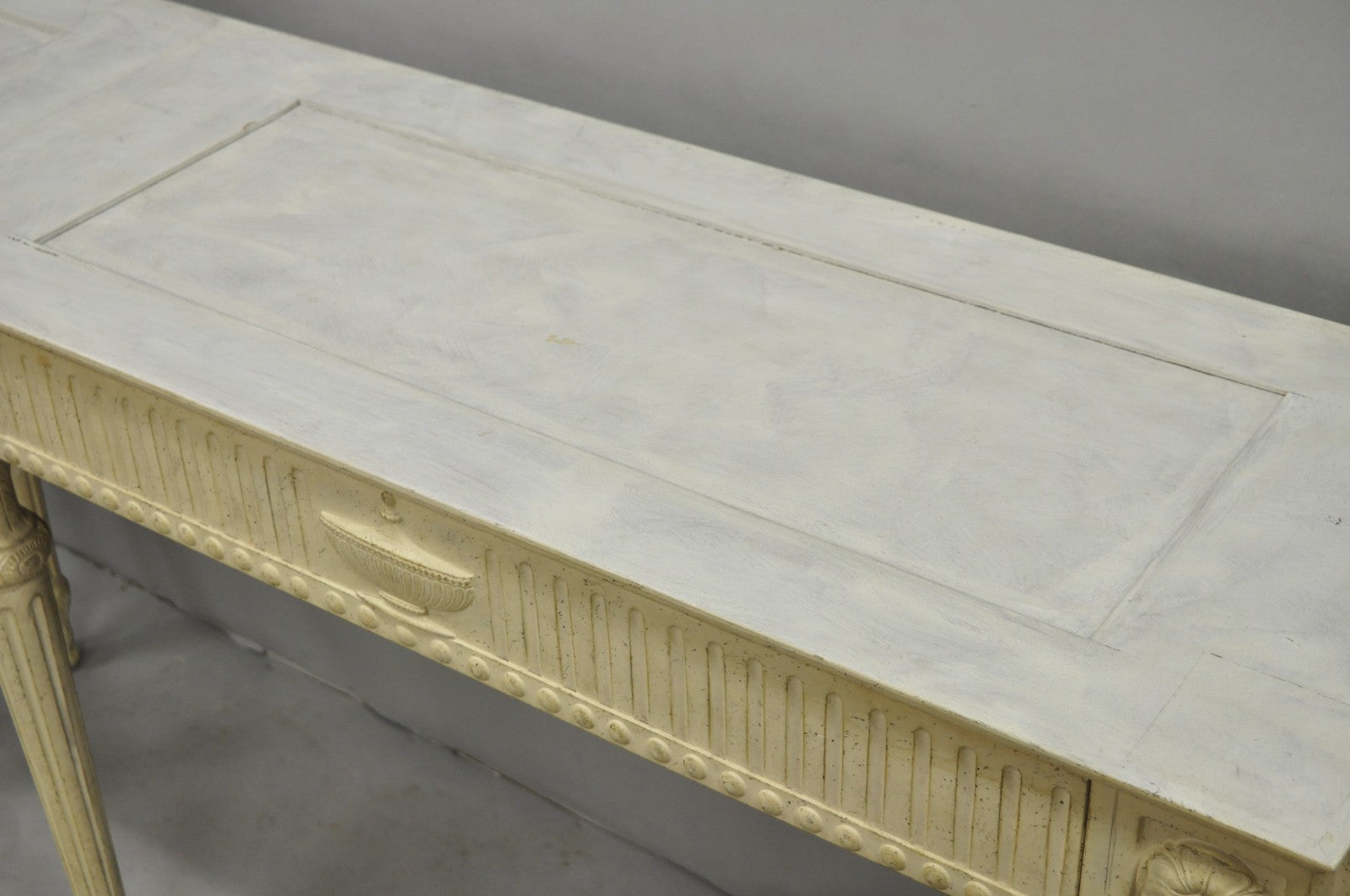Vintage Maslow Freen English Adam Style White 3 Drawer Sideboard Console Table