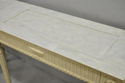 Vintage Maslow Freen English Adam Style White 3 Drawer Sideboard Console Table