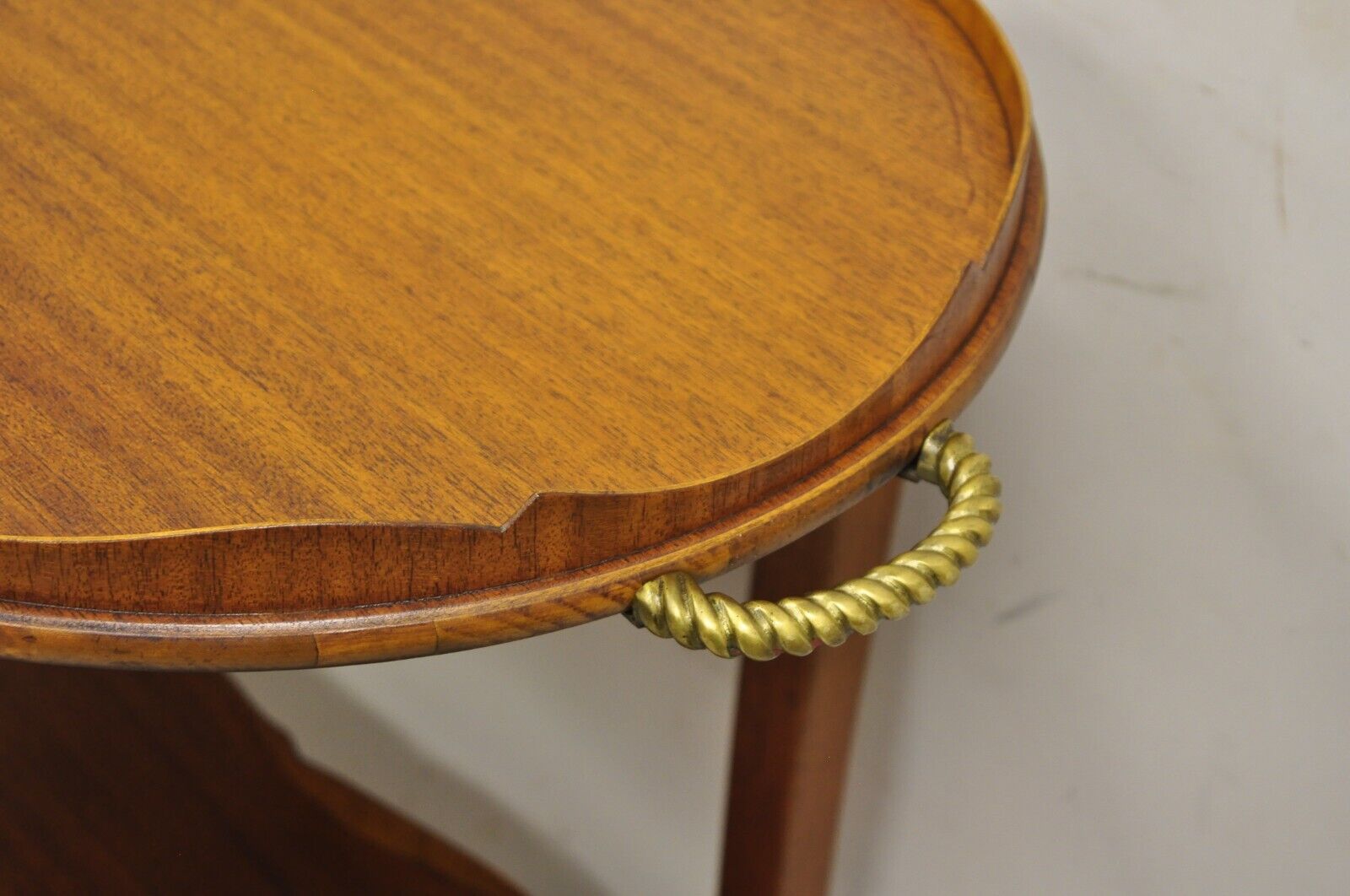 Vintage Regency Style Mahogany Drop Leaf Rolling Server Cart Buffet.