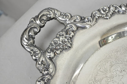 Vintage Poole 400 Lancaster Rose Silver Plated Bar Serving Platter Tray on Feet