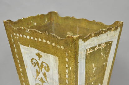 Vintage Italian Florentine Hollywood Regency Gilt Giltwood Wastebasket Trash Can