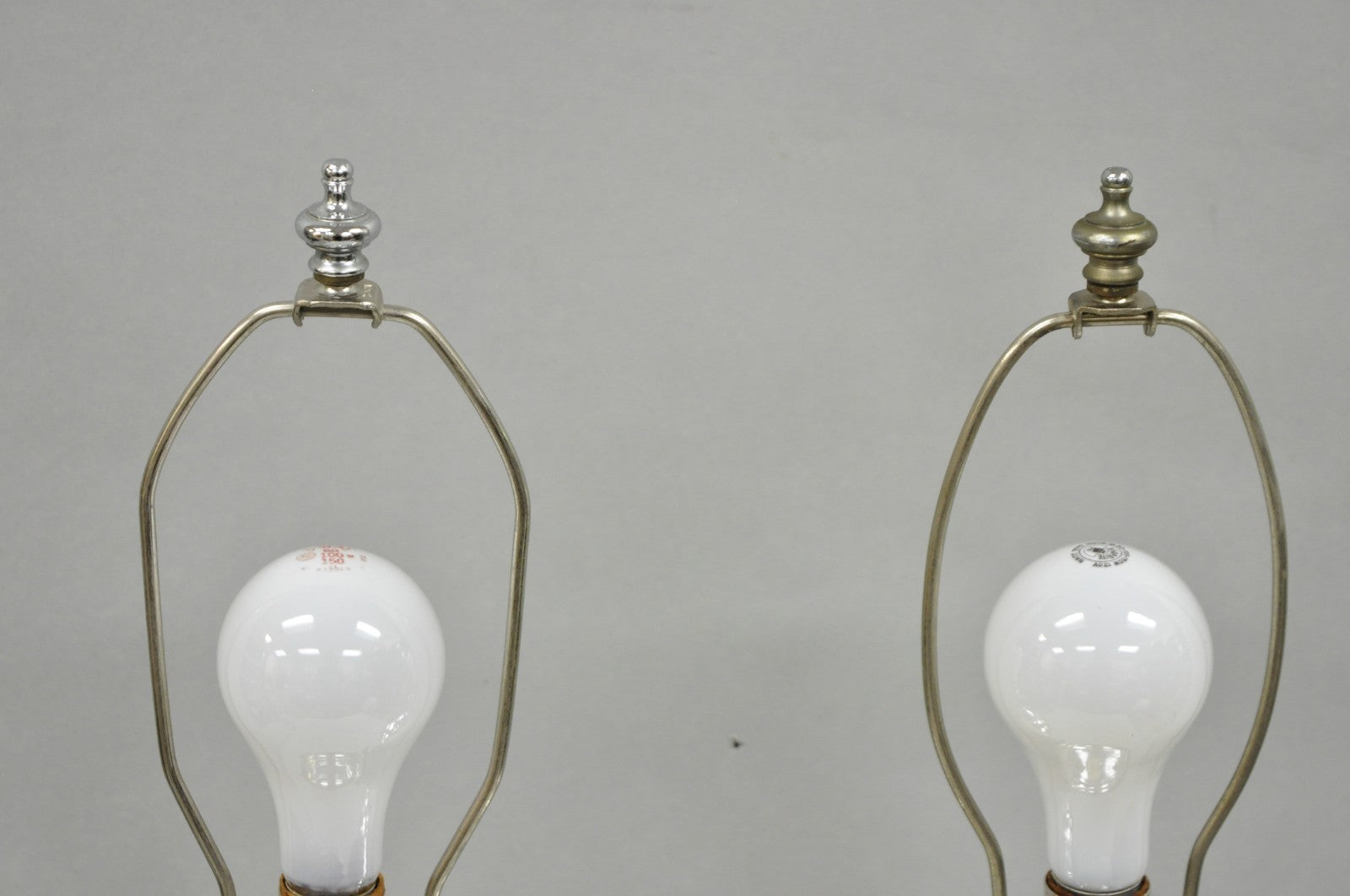 Vintage Mid Century Modern Silver Mercury Glass Jardiniere Vase Table Lamps Pair