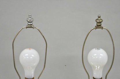 Vintage Mid Century Modern Silver Mercury Glass Jardiniere Vase Table Lamps Pair