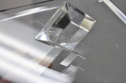 Vintage Mid Century Modern Clear Lucite Acrylic Diamond Handle Ice Bucket