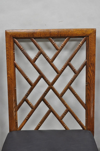 Vintage Hollywood Regency Faux Bamboo Lattice Dining Chair by Century - Set of 4