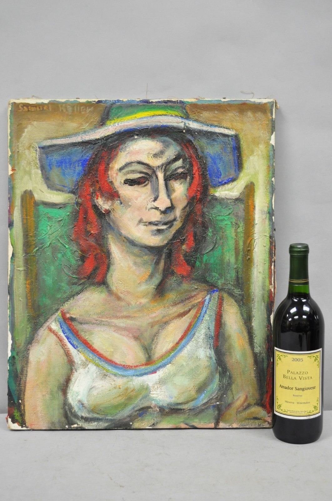 Vintage Samuel Heller "Woman w/ Red Hair" Oil on Canvas Portrait Painting Signed