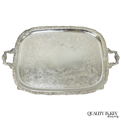 Antique E.G. Webster & Son Victorian Silver Plated Floral Repousse Serving Tray