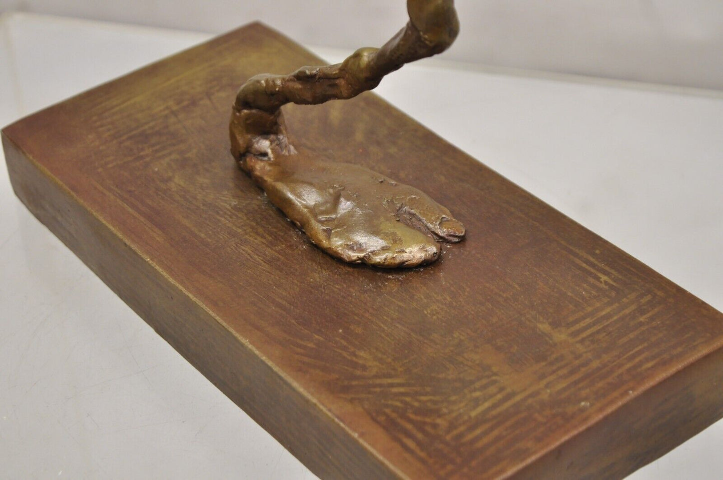 Sheryl C. Benjamin Brutalist Modern Abstract Bronze Serpentine Figure Sculpture