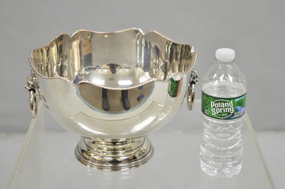 English Regency Silver Plated Lion Handle Small Punch Bowl Champagne Ice Bucket