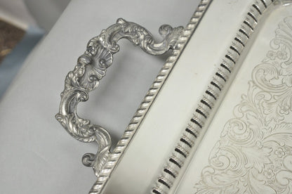 Vintage English Victorian Large Silver Plated Twin Handle Serving Platter Tray