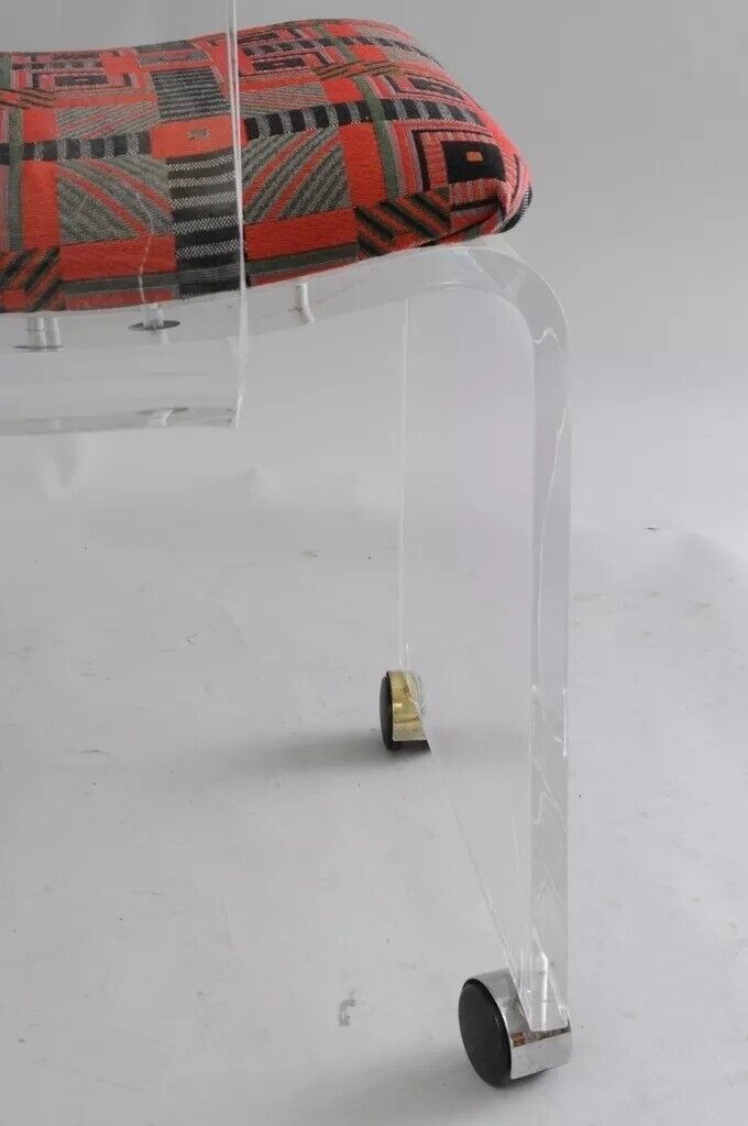 Mid Century Modern Clear Lucite Round Back Waterfall Vanity Side Chair by Hill