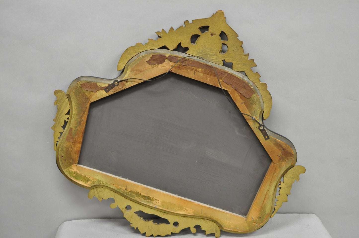 Antique French Rococo Victorian Gold Gilt Wood Frame Cameo Boudoir Wall Mirror