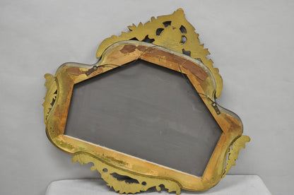 Antique French Rococo Victorian Gold Gilt Wood Frame Cameo Boudoir Wall Mirror