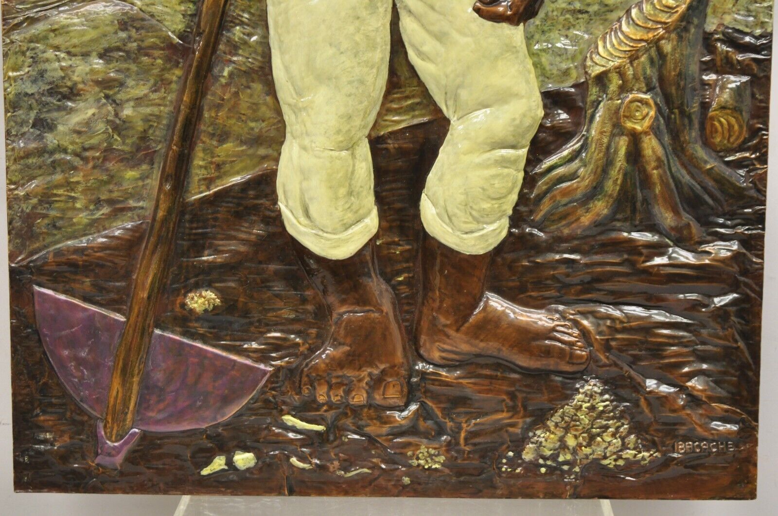 Alma Ibacache 3D Debossed Painted Copper Metal Wall Art Brazilian Lumberjack