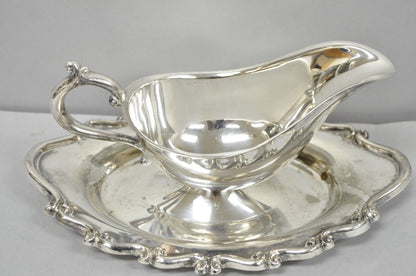 Vintage FB Rogers Silver Plated Victorian Gravy Sauce Boat w/ Attached Dish