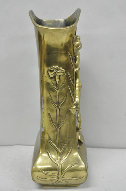 Antique Art Nouveau Chinese Gilt Bronze Nude Female Sculpture Statue 16" Vase
