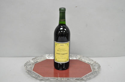 Vintage Victorian Melamine & Silver Plated Faux Wood Bar Liquor Serving Tray
